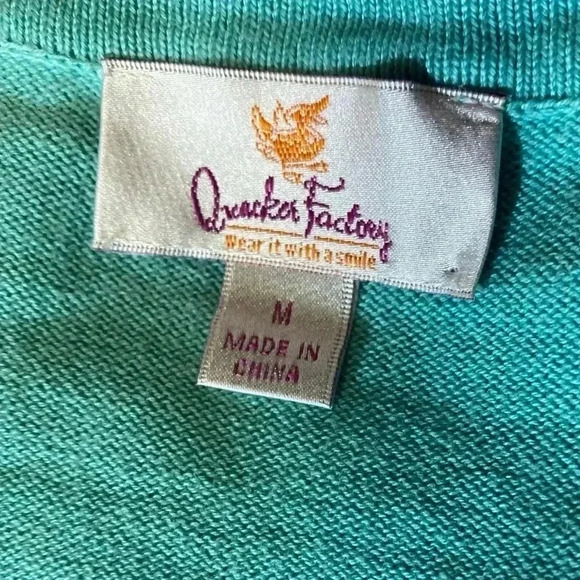 Quacker Factory Dragonfly Beaded Cardigan with built in shell women’s size M - Picture 8 of 10